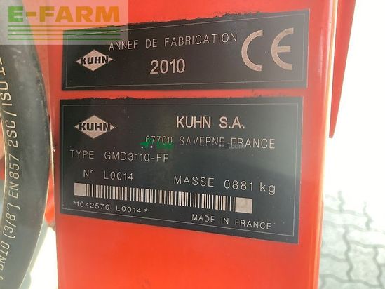 Cortacésped manual - Kuhn - gmd 3110 lift control