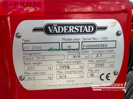 Sembradora monograno mecanica - Väderstad - tempo v 12 + fh 2200