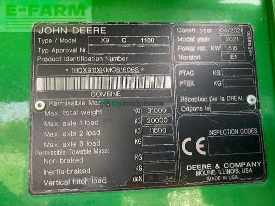 Cosechadora de Cereal - John Deere - x9 1100