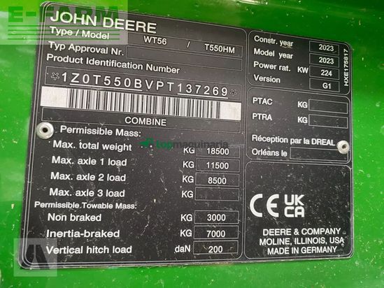 Cosechadora de Cereal - John Deere - t550i hm