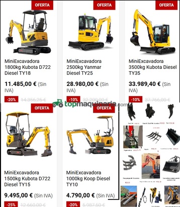 MINI EXCAVADORA KUBOTA DIESEL GIRATORIAS EN LIQUIDACIÓN