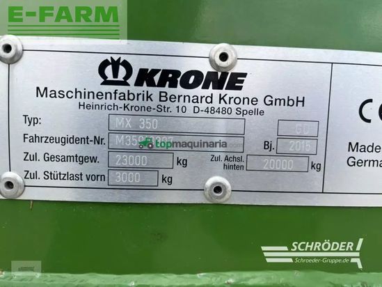 Remolqu agrícola - Krone - mx 350 gd