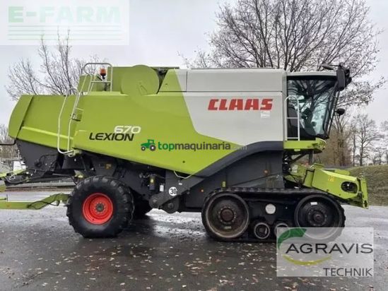 Cosechadora de Cereal - Claas - lexion 670 terra trac + sw v750 + tw