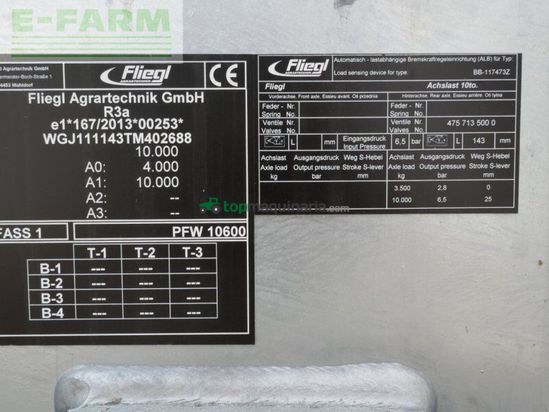 Cisterna - Fliegl - pfw 10600 inkl. schleppschuhverteiler skate 120