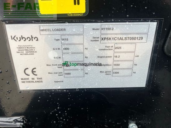 Minicargadora - Kubota - rt150-2 demo maskine med kun 38timer. som ny