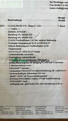 Tractor agrícola - Claas - arion 470 cis+