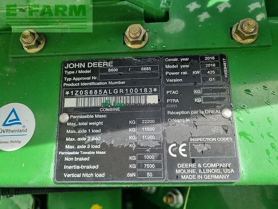 Cosechadora de Cereal - John Deere - s685i my16 prod 20