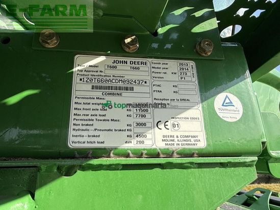 Cosechadora de Cereal - John Deere - t660i pro drive