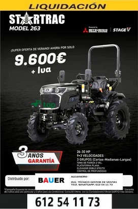 MINI TRACTOR DIESEL 30 CV - 4 CIL 4X4 MATRICULABLE + PALA, APEROS