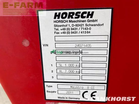 Sembradora monograno mecanica - Horsch - maistro 8 cc