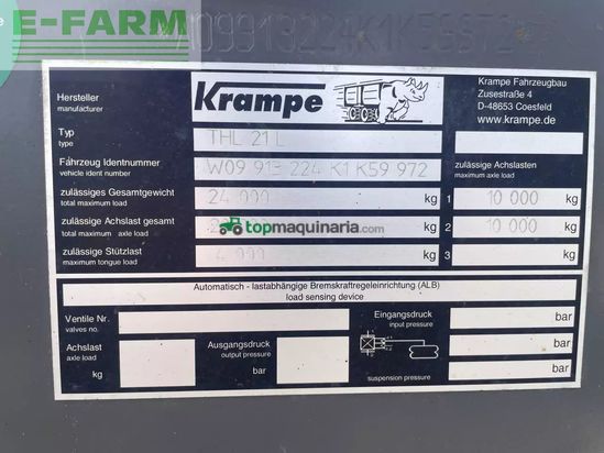Cinta transportadora de forraje - Krampe - thl 21l
