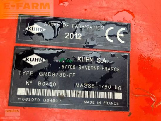 Cortacésped manual - Kuhn - gmd 8730 + gmd802f - ff kombination