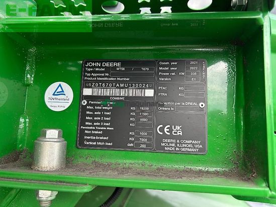 Cosechadora de Cereal - John Deere - t670