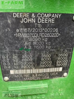 Tractor agrícola - John Deere - 8r370/ 8r370 evt garantie 02/28