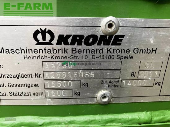 Remolqu agrícola - Krone - krone ax 280 gl