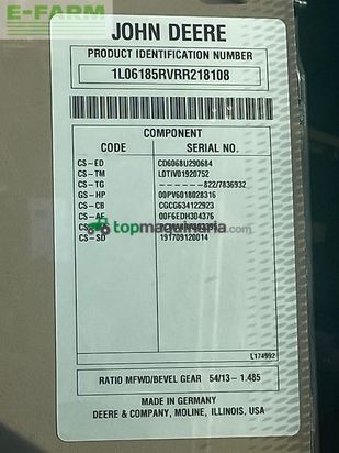 Tractor agrícola - John Deere - 6r185 / 6r 185