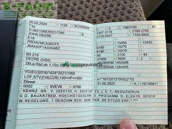 Tractor agrícola - John Deere - 6r 215