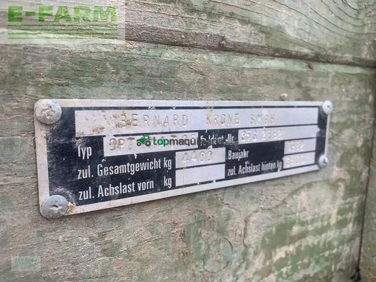 Remolqu agrícola - Krone - krone optimat65 einachs anhänger