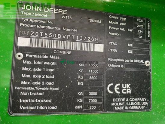 Cosechadora de Cereal - John Deere - t550i hm