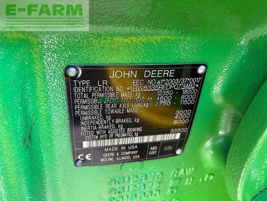 Tractor agrícola - John Deere - 8335r powr shift *motor neu*