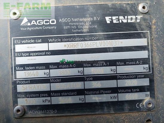 Atomizador - Fendt - rogator 366