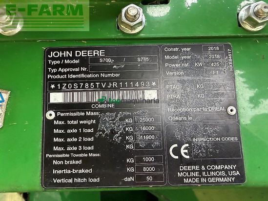 Cosechadora de Cereal - John Deere - s 785 i