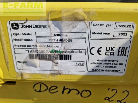 Cosechadora de Cereal - John Deere - 9800 + kemper 490 plus