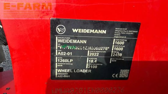 Minicargadora - Weidemann - 1260 lp lp lav model