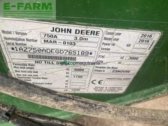 Sembradora directa - John Deere - 750a