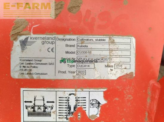 Cultivador - Kubota - cu3351p