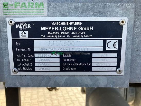 Cuba de purin - Meyer-Lohne - vw 14600 t