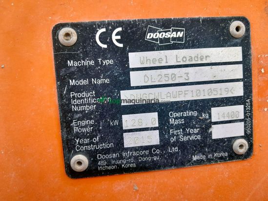Palas cargadora DOOSAN DL250-3