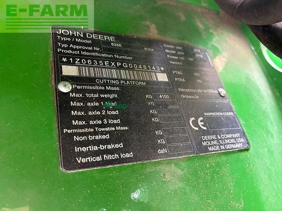 Cabezal - John Deere - 635x inkl. bruns schneidwerkswagen