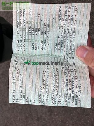 Tractor agrícola - Claas - arion 650