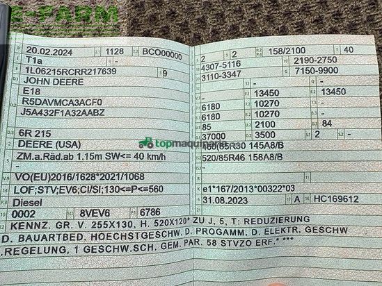 Tractor agrícola - John Deere - 6r 215