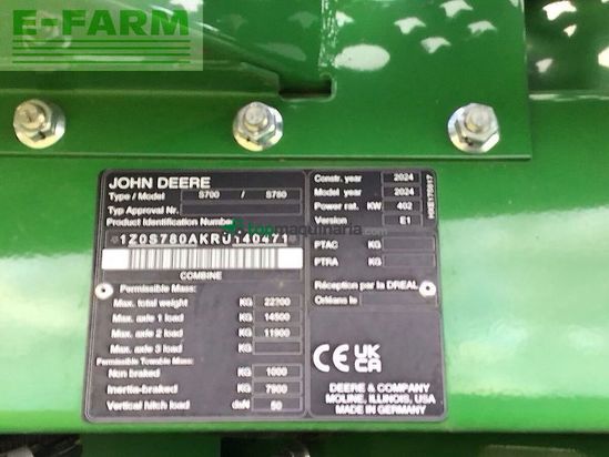 Cosechadora de Cereal - John Deere - s 780