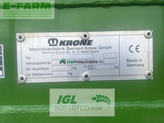 Cinta transportadora de forraje - Krone - zx 550 gl
