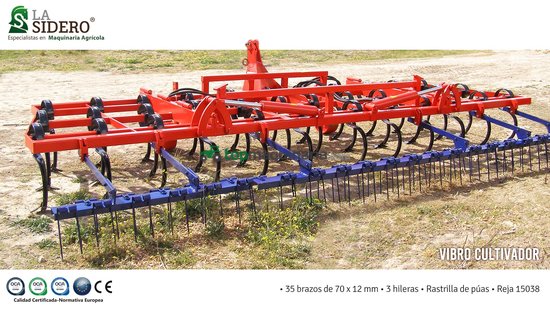 Vibrocultivador La Sidero de 35 brazos de 70 x 12 mm