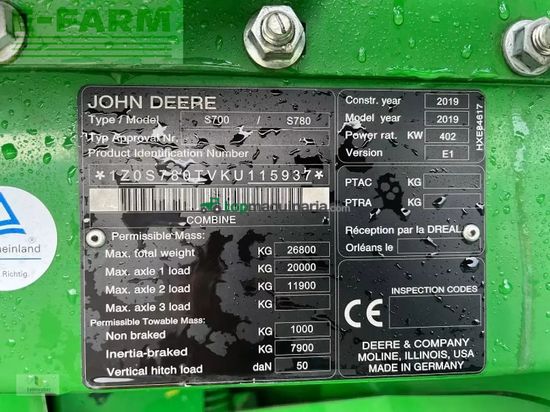 Cosechadora de Cereal - John Deere - s 780i