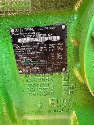 Tractor agrícola - John Deere - 8320 r