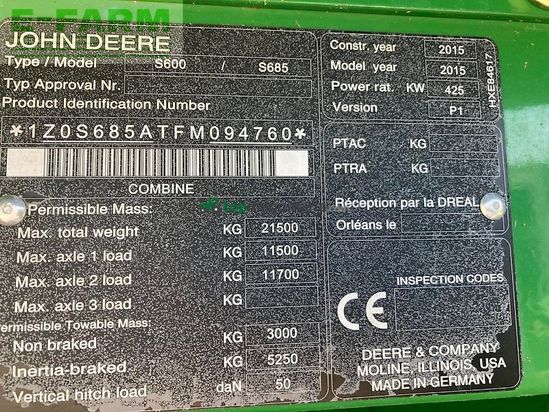 Cosechadora de Cereal - John Deere - s685i