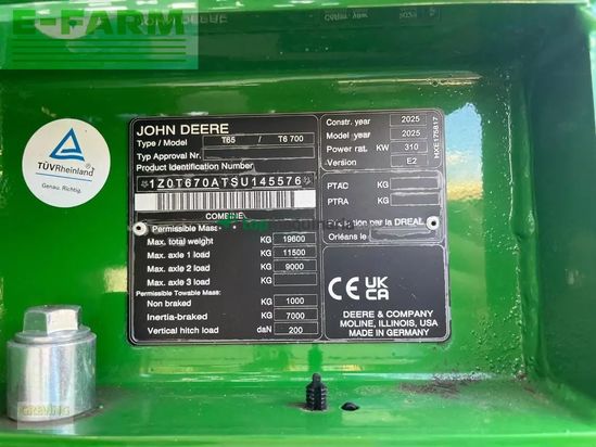 Cosechadora de Cereal - John Deere - t6 700 prodrive 30km/h inkl. xa30