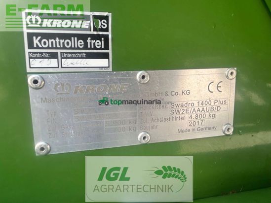 Henificador - Krone - swadro 1400 plus