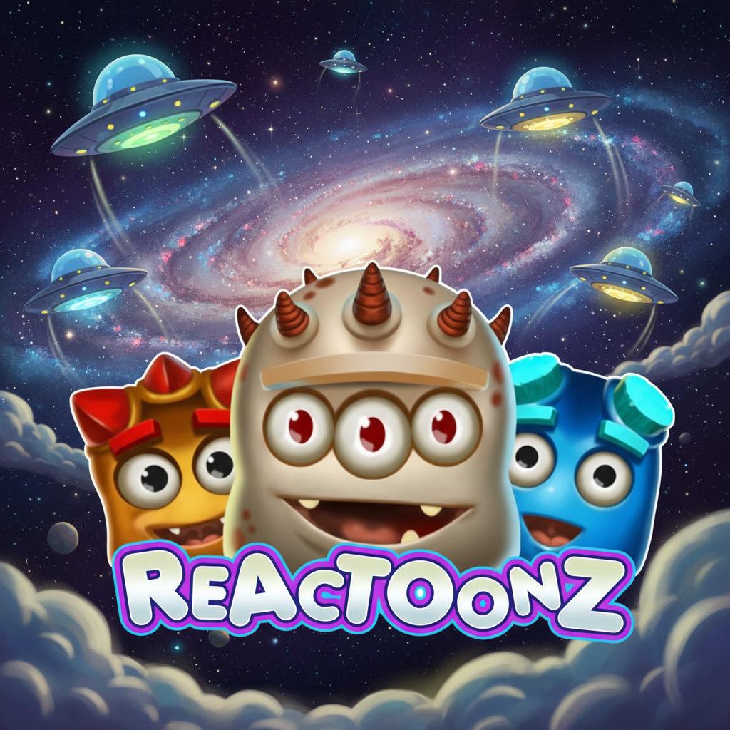 Reactoonz game interface showing colorful gems and symbols