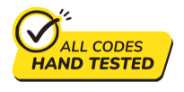 Every code hand tested by us