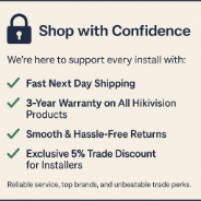 Next Day Delivery • 3-Year Warranty • Easy Returns • 5% Off for Installers