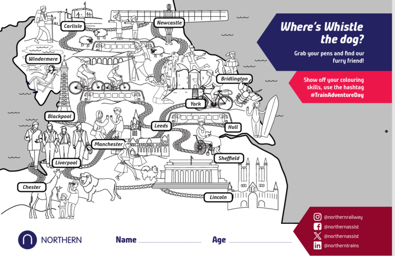 Where's Whistle the dog? Colouring-in sheet