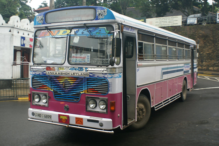 Sri Lanka private company operated Lanka Ashok Leyland Bus in Kandy Bus travel in Sri Lanka