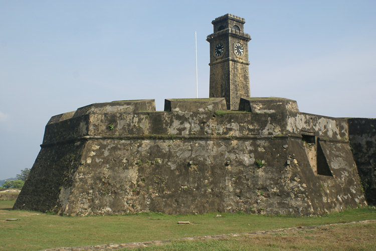 The central northern bastion of Galle Fort in Sri Lanka is called the Moon Bastion. It has a clock tower Galle Fort