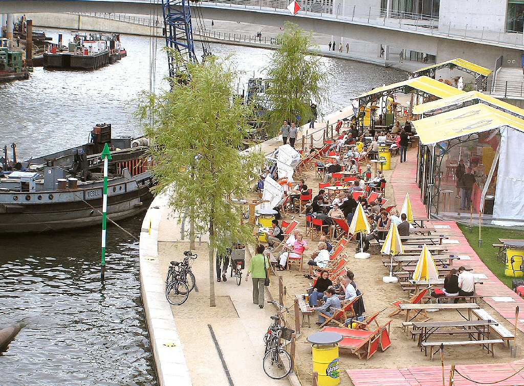 In the Summer part of the Berlin river bank is turned into a seaside beach Berlin Beach